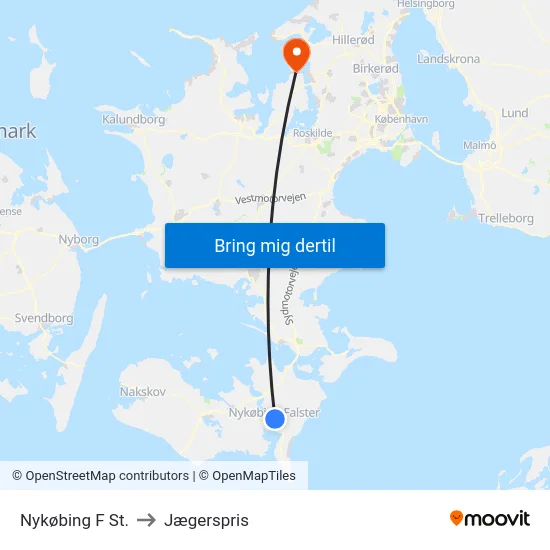 Nykøbing F St. to Jægerspris map