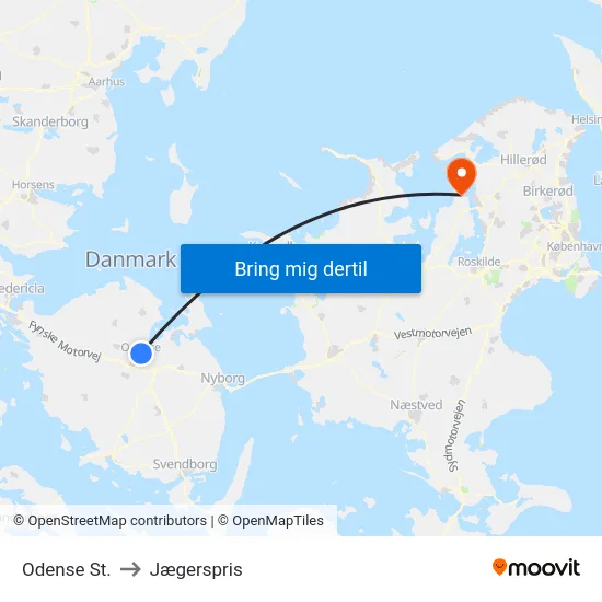 Odense St. to Jægerspris map