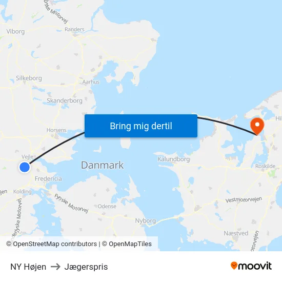 NY Højen to Jægerspris map