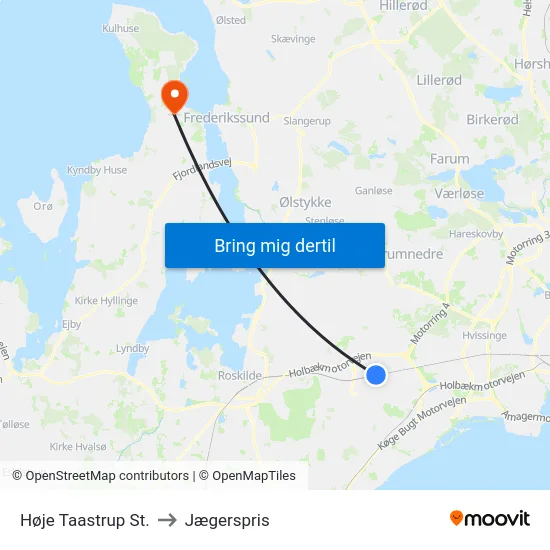 Høje Taastrup St. to Jægerspris map