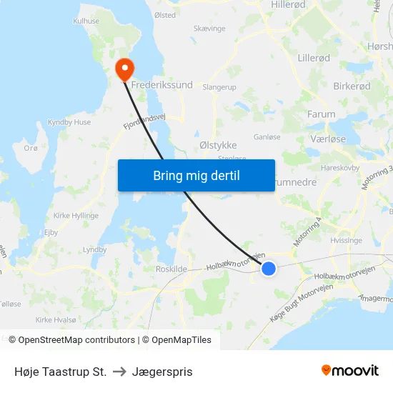 Høje Taastrup St. to Jægerspris map