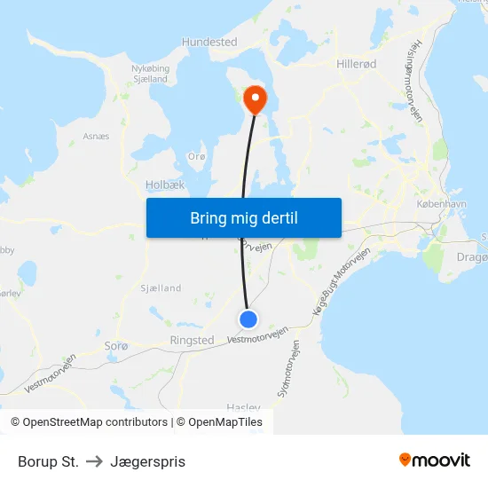 Borup St. to Jægerspris map