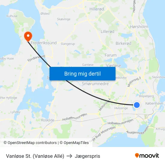 Vanløse St. (Vanløse Allé) to Jægerspris map