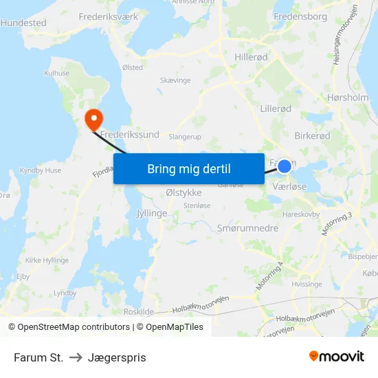 Farum St. to Jægerspris map