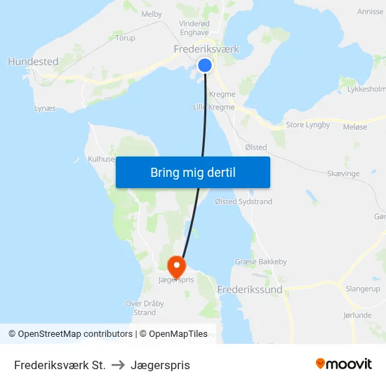 Frederiksværk St. to Jægerspris map