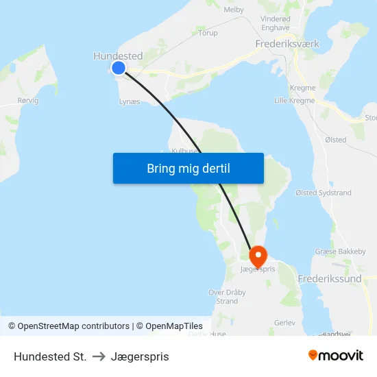 Hundested St. to Jægerspris map