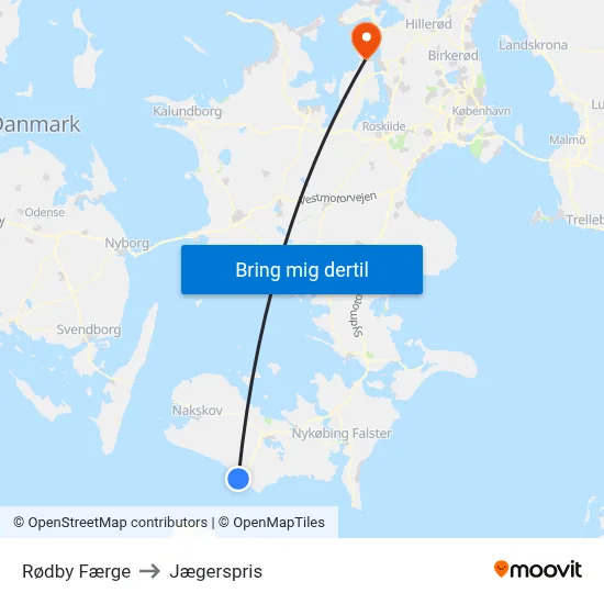 Rødby Færge to Jægerspris map