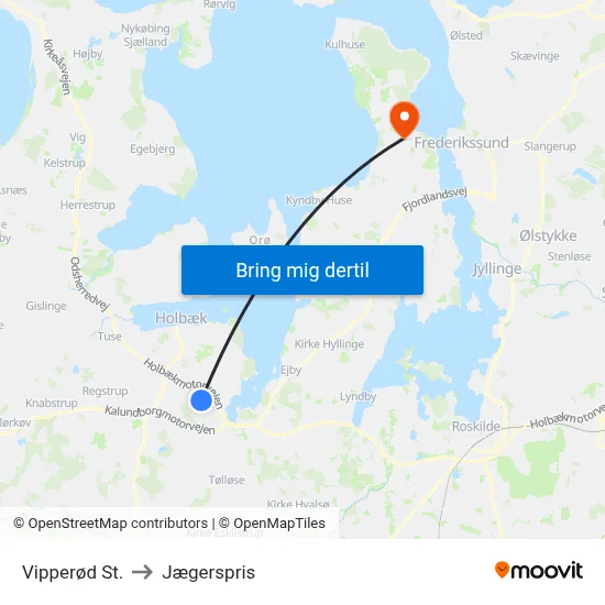 Vipperød St. to Jægerspris map