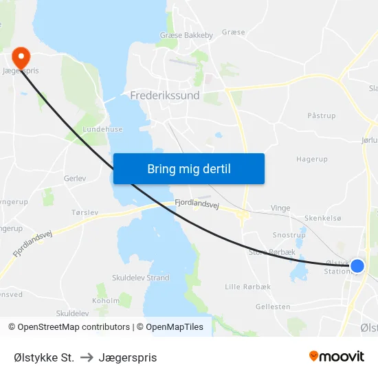 Ølstykke St. to Jægerspris map