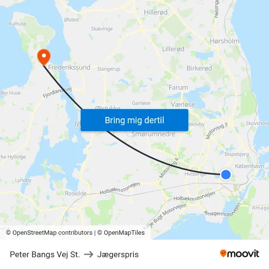 Peter Bangs Vej St. to Jægerspris map