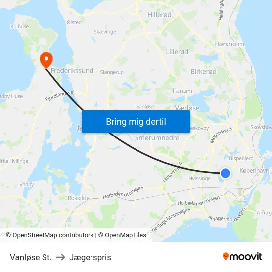 Vanløse St. to Jægerspris map