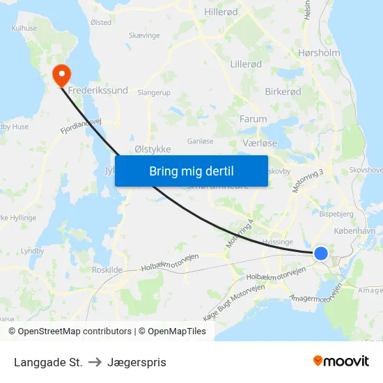 Langgade St. to Jægerspris map