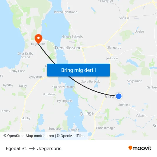 Egedal St. to Jægerspris map