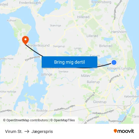Virum St. to Jægerspris map