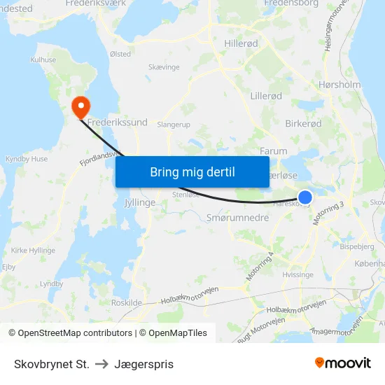 Skovbrynet St. to Jægerspris map