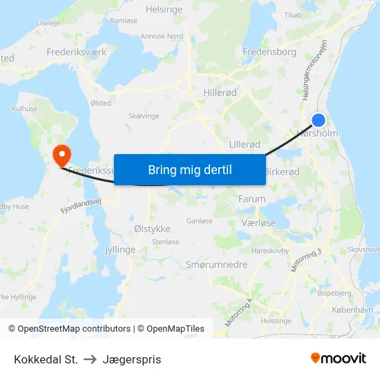Kokkedal St. to Jægerspris map