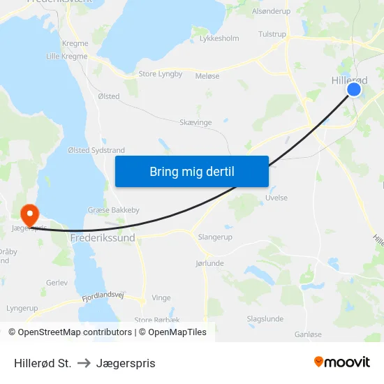 Hillerød St. to Jægerspris map