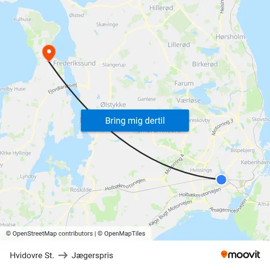 Hvidovre St. to Jægerspris map
