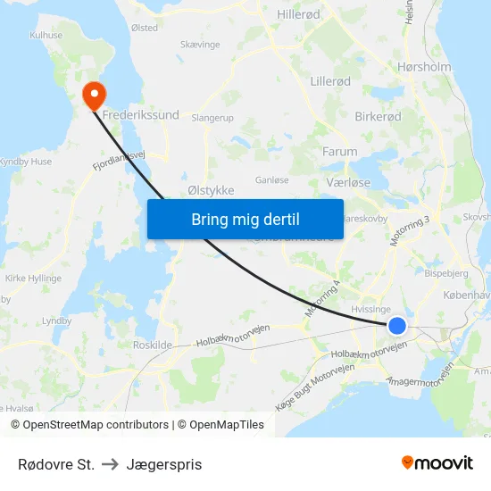 Rødovre St. to Jægerspris map