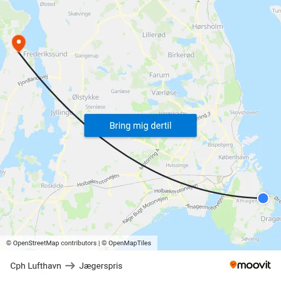 Cph Lufthavn to Jægerspris map