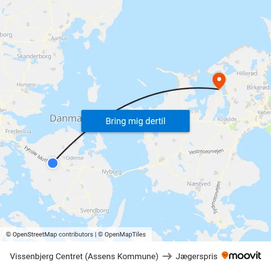 Vissenbjerg Centret (Assens Kommune) to Jægerspris map