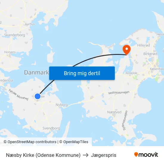 Næsby Kirke (Odense Kommune) to Jægerspris map