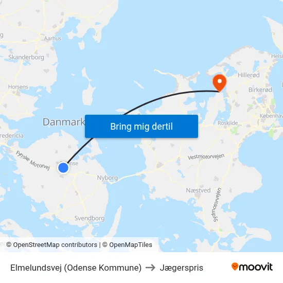 Elmelundsvej (Odense Kommune) to Jægerspris map