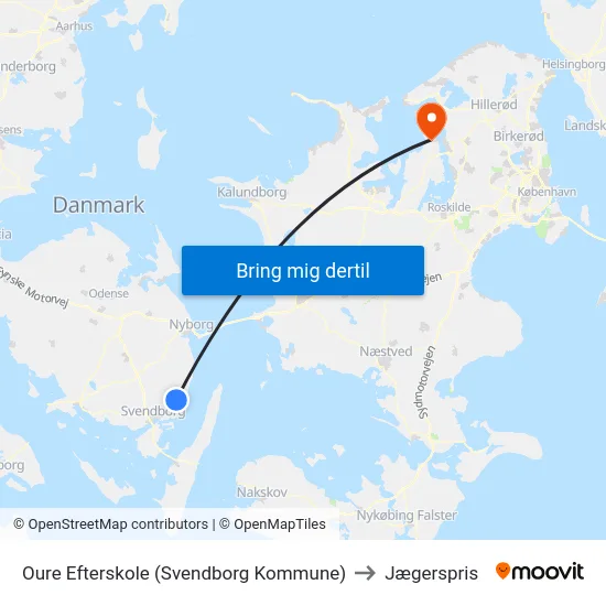 Oure Efterskole (Svendborg Kommune) to Jægerspris map