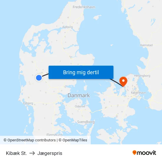 Kibæk St. to Jægerspris map