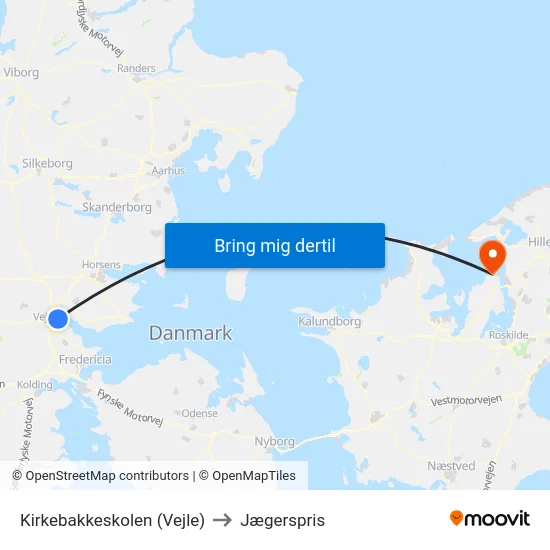 Kirkebakkeskolen (Vejle) to Jægerspris map