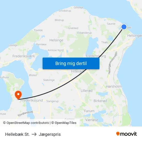 Hellebæk St. to Jægerspris map