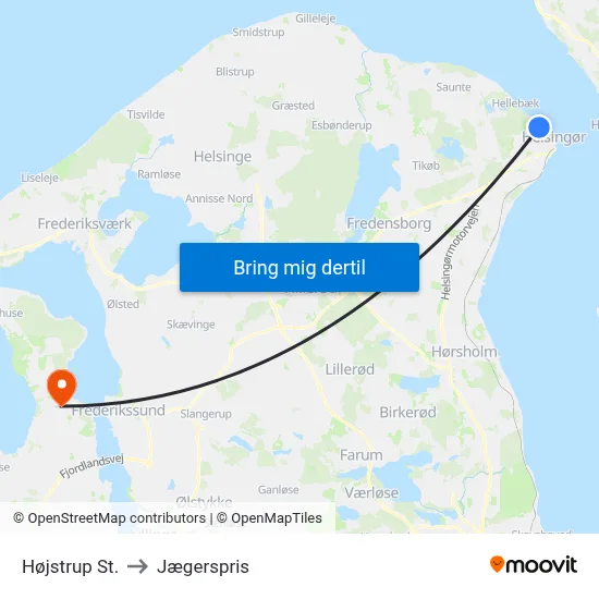Højstrup St. to Jægerspris map