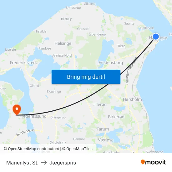 Marienlyst St. to Jægerspris map