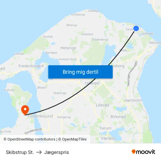 Skibstrup St. to Jægerspris map