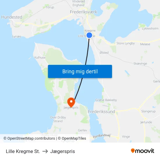 Lille Kregme St. to Jægerspris map