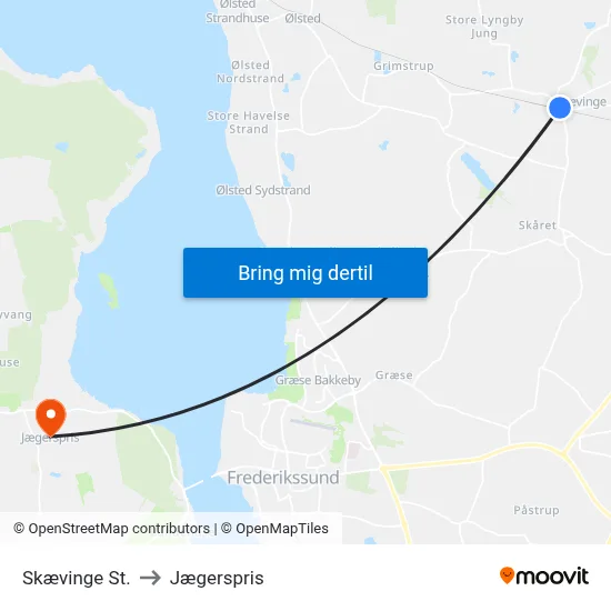 Skævinge St. to Jægerspris map
