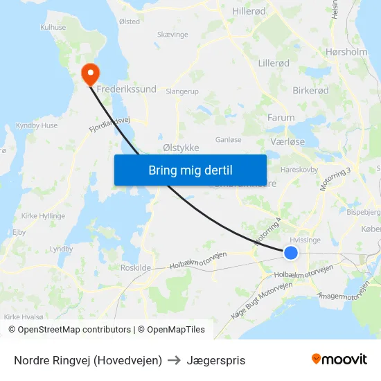 Nordre Ringvej (Hovedvejen) to Jægerspris map