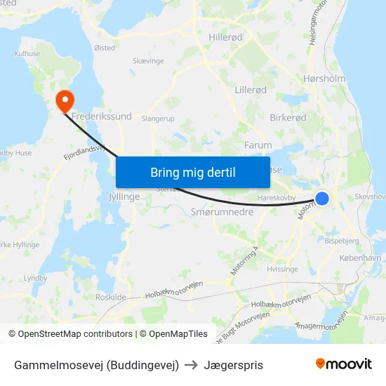 Gammelmosevej (Buddingevej) to Jægerspris map