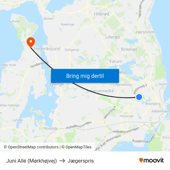 Juni Allé (Mørkhøjvej) to Jægerspris map