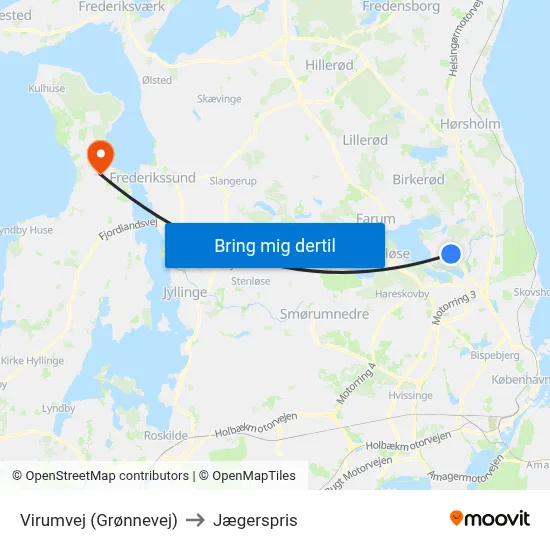 Virumvej (Grønnevej) to Jægerspris map