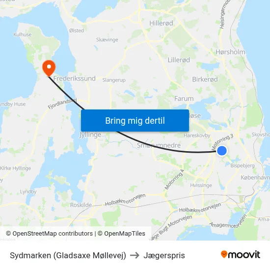Sydmarken (Gladsaxe Møllevej) to Jægerspris map