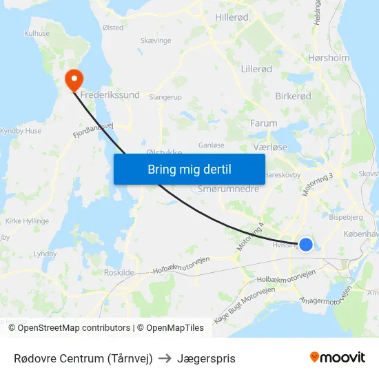 Rødovre Centrum (Tårnvej) to Jægerspris map