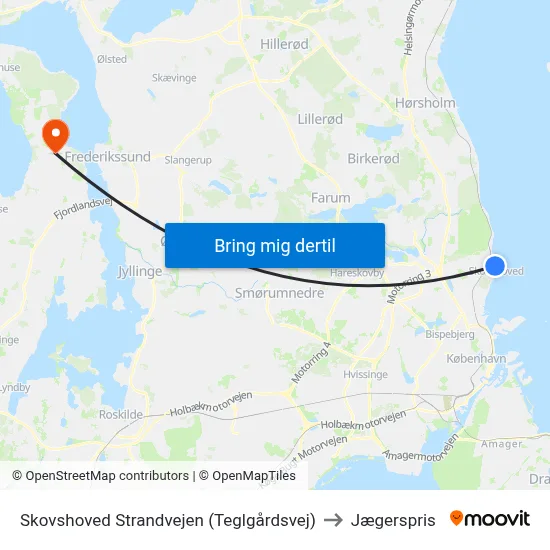 Skovshoved Strandvejen (Teglgårdsvej) to Jægerspris map