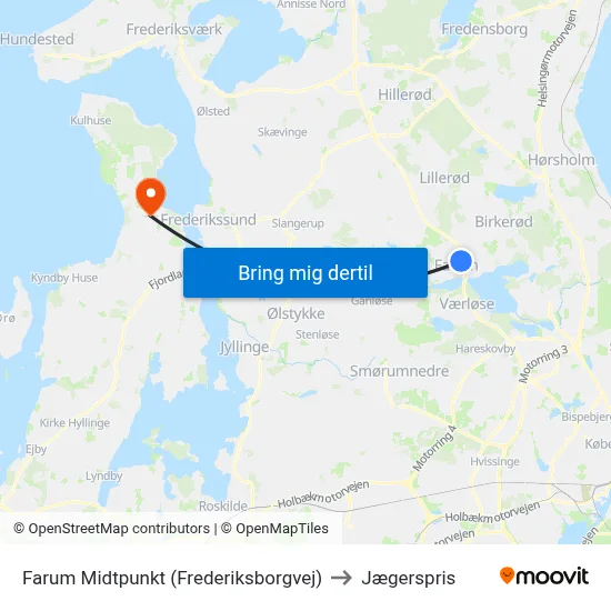 Farum Midtpunkt (Frederiksborgvej) to Jægerspris map