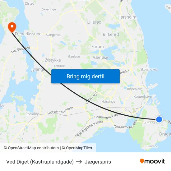 Ved Diget (Kastruplundgade) to Jægerspris map