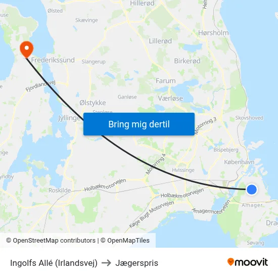 Ingolfs Allé (Irlandsvej) to Jægerspris map
