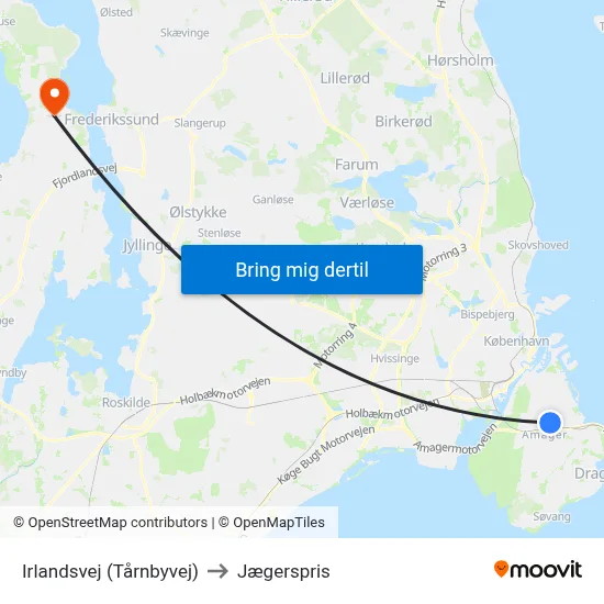 Irlandsvej (Tårnbyvej) to Jægerspris map