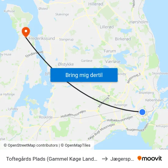 Toftegårds Plads (Gammel Køge Landevej) to Jægerspris map