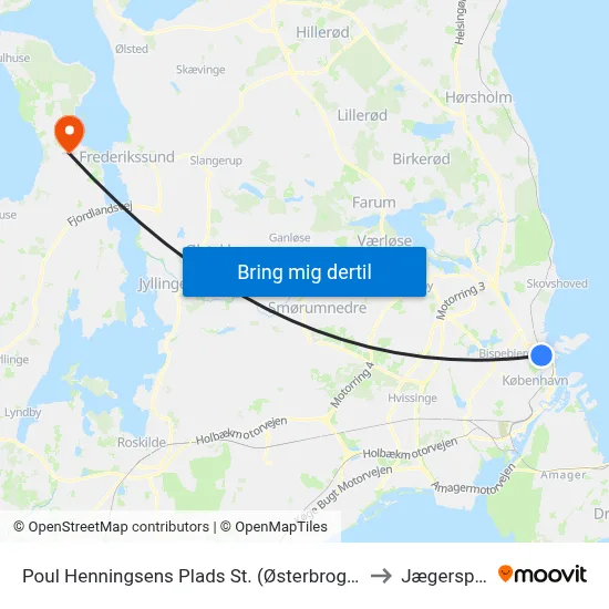 Poul Henningsens Plads St. (Østerbrogade) to Jægerspris map