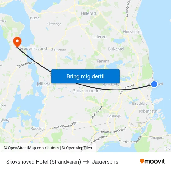 Skovshoved Hotel (Strandvejen) to Jægerspris map